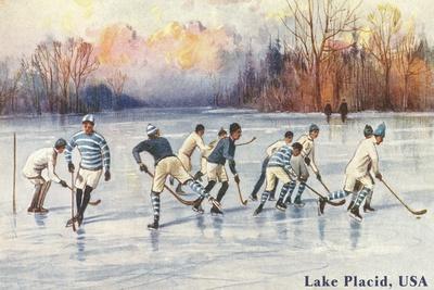 Vintage Retro Old School Hockey Poster by Ocean Front Art