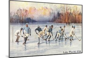 Old Time Hockey on Lake Placid, New York-null-Mounted Art Print
