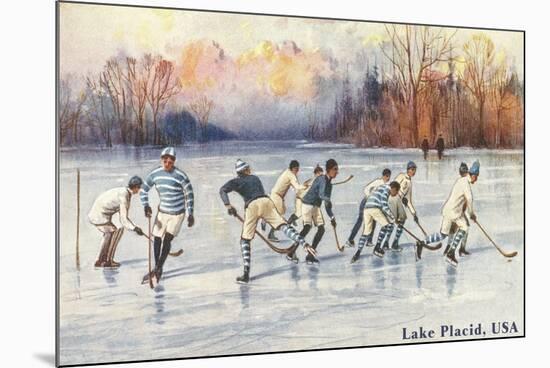 Old Time Hockey on Lake Placid, New York-null-Mounted Premium Giclee Print