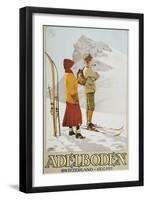 Old Time Skiers, Adelboden, Switzerland-null-Framed Art Print