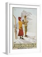 Old Time Skiers, Adelboden, Switzerland-null-Framed Art Print