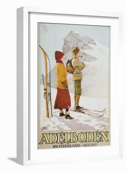 Old Time Skiers, Adelboden, Switzerland-null-Framed Art Print