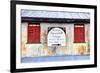 Old Tin Building with Red Shutters, Apalachicola, Florida, USA-Joanne Wells-Framed Premium Photographic Print