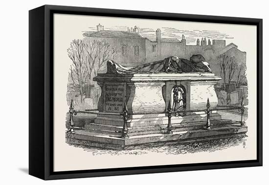 Old Tombs in Bunhill Fields Cemetery: John Bunyan's Tomb, 1869-null-Framed Stretched Canvas
