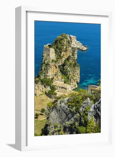 Old Tower and Buildings at the Tonnara Di Scopello-Rob Francis-Framed Photographic Print