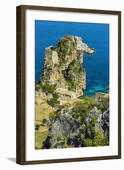 Old Tower and Buildings at the Tonnara Di Scopello-Rob Francis-Framed Photographic Print