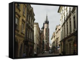 Old Town and 14th Century St. Mary's Church, Krakow (Cracow), Poland-Christian Kober-Framed Stretched Canvas