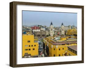 Old Town and Cathedral, elevated view, Lima, Peru, South America-Karol Kozlowski-Framed Photographic Print