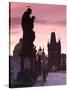 Old Town and Charles Bridge at Dawn, Prague, Czech Republic-Doug Pearson-Stretched Canvas