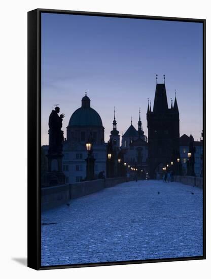 Old Town and Charles Bridge at Dawn, Prague, Czech Republic-Doug Pearson-Framed Stretched Canvas