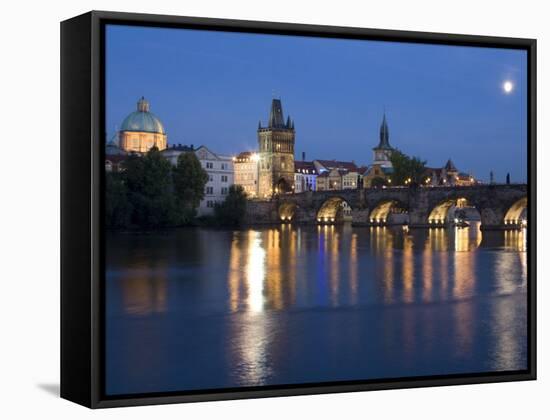 Old Town and Charles Bridge at Dusk, Prague, Czech Republic-Doug Pearson-Framed Stretched Canvas