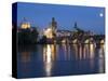 Old Town and Charles Bridge at Dusk, Prague, Czech Republic-Doug Pearson-Stretched Canvas