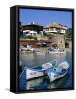 Old Town and Fishing Harbour, Nesebur (Nessebar), Black Sea Coast, Bulgaria, Europe-Stuart Black-Framed Stretched Canvas