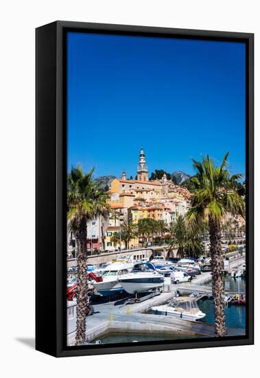 Old Town and Marina, Menton, Cote D'Azur, French Riviera, Provence, France, Mediterranean, Europe-Peter Groenendijk-Framed Stretched Canvas