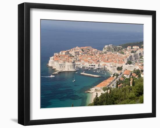 Old Town and Old Port, Seen from the Hills to the Southeast, Dubrovnik, Croatia-Waltham Tony-Framed Photographic Print