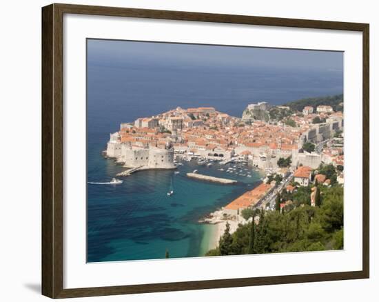 Old Town and Old Port, Seen from the Hills to the Southeast, Dubrovnik, Croatia-Waltham Tony-Framed Photographic Print