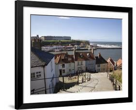 Old Town and River Esk Harbour from Steps on East Cliff, Whitby, North Yorkshire-Pearl Bucknall-Framed Photographic Print