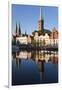 Old Town and River Trave at Lubeck, Schleswig-Holstein, Germany-Peter Adams-Framed Photographic Print