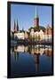 Old Town and River Trave at Lubeck, Schleswig-Holstein, Germany-Peter Adams-Framed Photographic Print