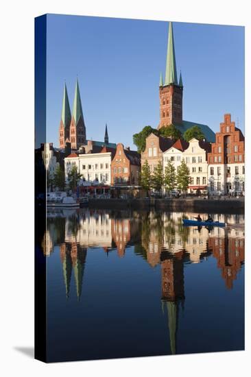 Old Town and River Trave at Lubeck, Schleswig-Holstein, Germany-Peter Adams-Stretched Canvas