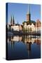 Old Town and River Trave at Lubeck, Schleswig-Holstein, Germany-Peter Adams-Stretched Canvas