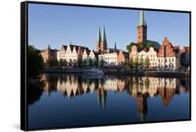 Old Town and River Trave at Lubeck, Schleswig-Holstein, Germany-Peter Adams-Framed Stretched Canvas