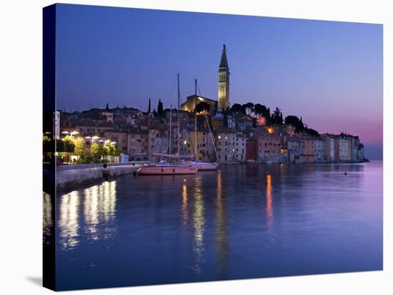 Old Town and St. Euphemia's Church at Dusk, Rovinj, Istria, Croatia, Adriatic, Europe-Stuart Black-Stretched Canvas