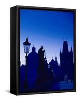 Old Town and Tower, Charles Bridge, Cent Bohemia-Walter Bibikow-Framed Stretched Canvas