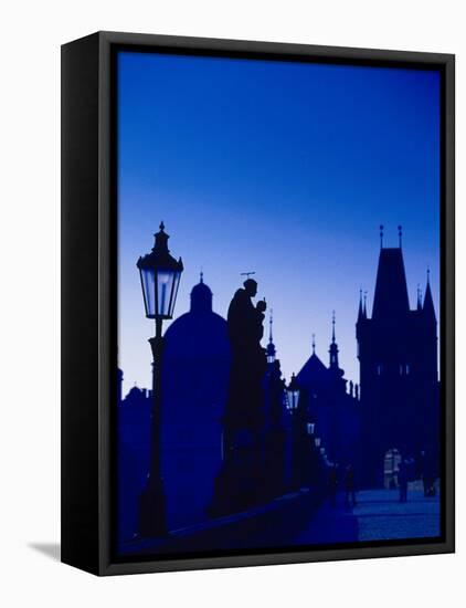 Old Town and Tower, Charles Bridge, Cent Bohemia-Walter Bibikow-Framed Stretched Canvas