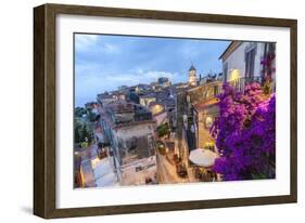 Old town at dusk, Capoliveri, Elba Island, Livorno Province, Tuscany, Italy, Europe-Roberto Moiola-Framed Photographic Print