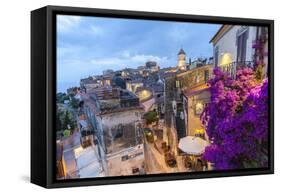 Old town at dusk, Capoliveri, Elba Island, Livorno Province, Tuscany, Italy, Europe-Roberto Moiola-Framed Stretched Canvas