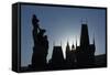 Old Town Bridge Tower and Statue on Charles Bridge-Angelo-Framed Stretched Canvas