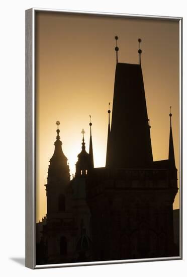 Old Town Bridge Tower in Silhouette, Prague, Czech Republic, Europe-Angelo-Framed Photographic Print