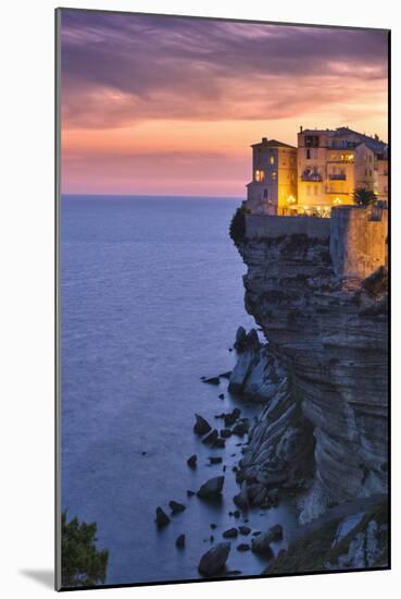 Old Town Buildings Perched on Cliff-Jon Hicks-Mounted Premium Photographic Print