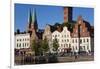 Old Town by River Trave at Lubeck, Schleswig-Holstein, Germany-Peter Adams-Framed Photographic Print