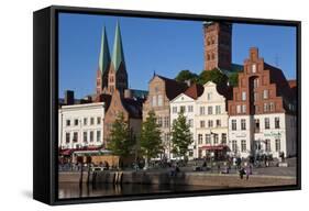 Old Town by River Trave at Lubeck, Schleswig-Holstein, Germany-Peter Adams-Framed Stretched Canvas