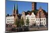 Old Town by River Trave at Lubeck, Schleswig-Holstein, Germany-Peter Adams-Mounted Photographic Print