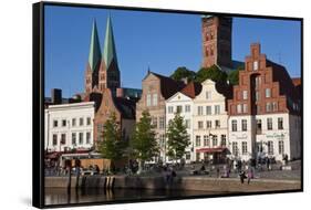 Old Town by River Trave at Lubeck, Schleswig-Holstein, Germany-Peter Adams-Framed Stretched Canvas