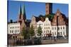 Old Town by River Trave at Lubeck, Schleswig-Holstein, Germany-Peter Adams-Stretched Canvas