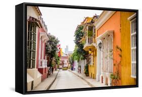 Old Town, Cartegena, Colombia, South America-Laura Grier-Framed Stretched Canvas