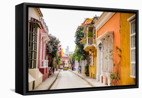 Old Town, Cartegena, Colombia, South America-Laura Grier-Framed Stretched Canvas