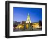 Old Town City Wall and Puerto Del Reloj at Night, UNESCO World Heritage Site, Cartagena, Colombia-Christian Kober-Framed Photographic Print