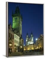 Old Town Hall and Gothic Tyn Church Illuminated at Night in the City of Prague, Czech Republic-null-Framed Photographic Print
