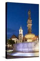 Old Town Hall and Roland's Fountain in Hlavne Nam (Main Square) at Dusk-Ian Trower-Stretched Canvas