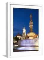 Old Town Hall and Roland's Fountain in Hlavne Nam (Main Square) at Dusk-Ian Trower-Framed Photographic Print