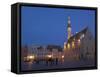 Old Town Hall in Old Town Square at Night, Old Town, Unesco World Heritage Site, Tallinn, Estonia-Neale Clarke-Framed Stretched Canvas