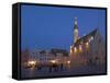 Old Town Hall in Old Town Square at Night, Old Town, Unesco World Heritage Site, Tallinn, Estonia-Neale Clarke-Framed Stretched Canvas