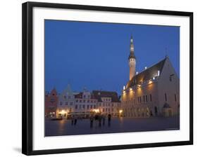 Old Town Hall in Old Town Square at Night, Old Town, Unesco World Heritage Site, Tallinn, Estonia-Neale Clarke-Framed Photographic Print