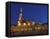 Old Town Hall in Old Town Square at Night, Old Town, Unesco World Heritage Site, Tallinn, Estonia-Neale Clarke-Framed Stretched Canvas