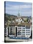 Old Town Houses on the Limmat River, Zurich, Switzerland-Christian Kober-Stretched Canvas